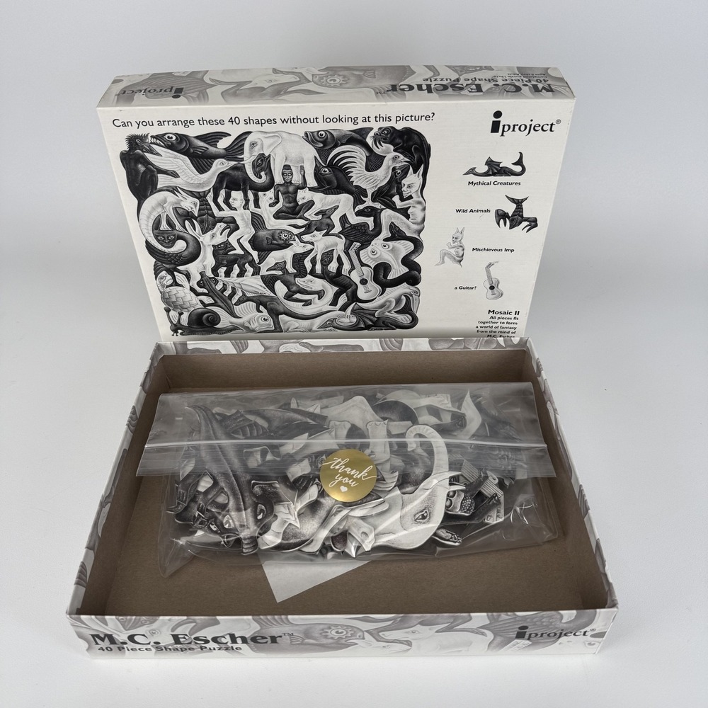 VTG 1999 M.C. Escher 40 Piece Unique Mystical Creatures Shape Puzzle Mosaic II‎